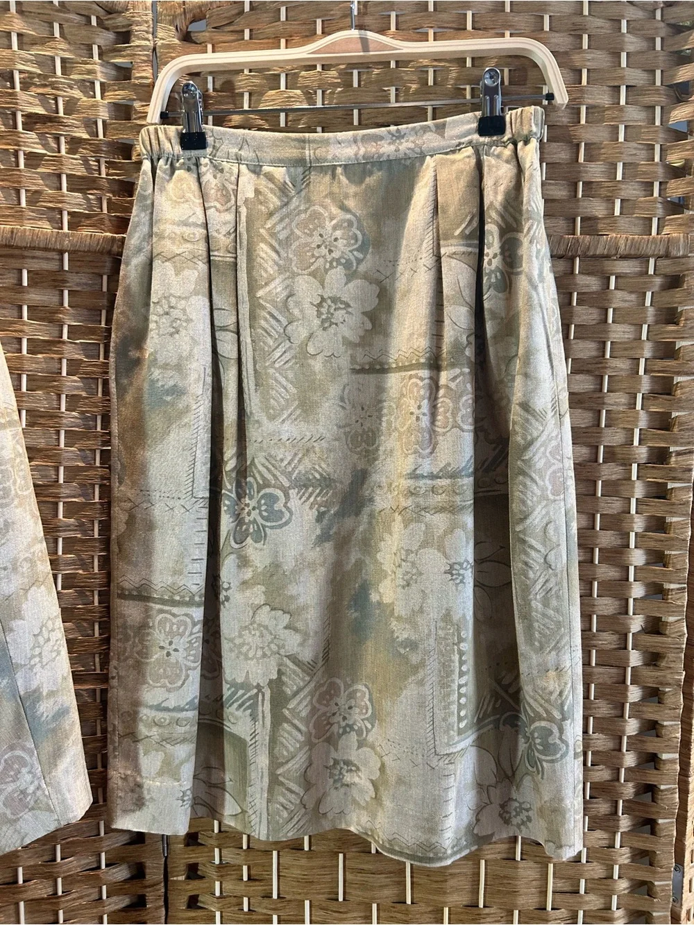 Vintage 90s Rayon Silk Floral Skirt Suit 2 Piece Longline Jacket Size 14